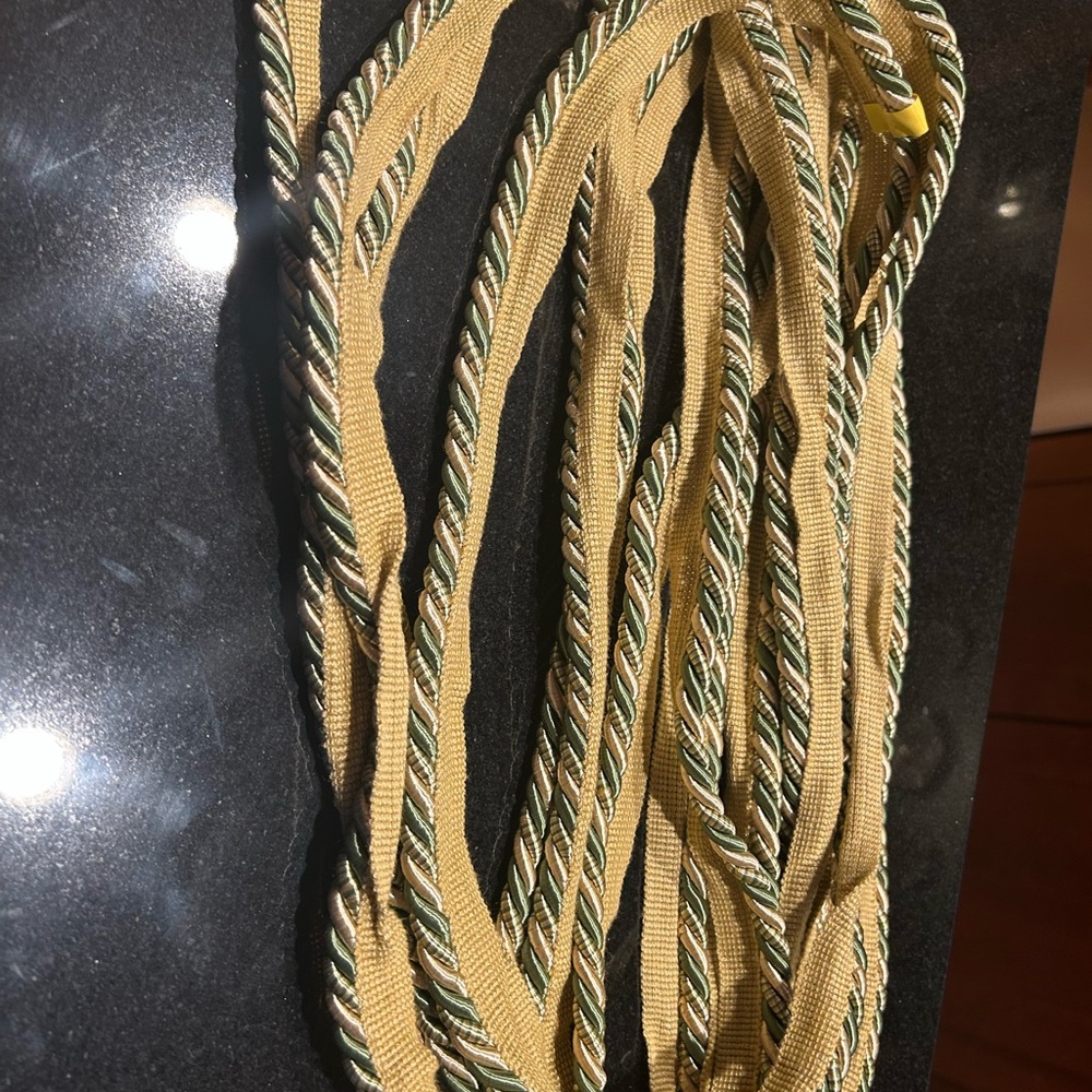 Yellow and Green Braided Upholstery Piping Rope  9 yards